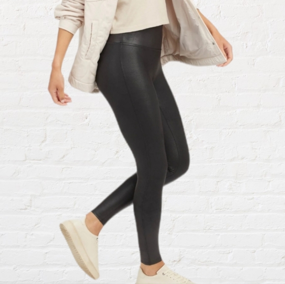 SPANX Pants - M | Spanx Black Faux Leather Liquid Leggings